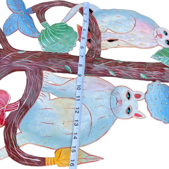 Handmade/ Hand Painted from Recycled Steel Drum Cats in Tree - Picture 9 of 10